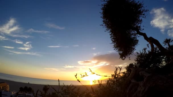 Ένα μαγευτικό ηλιοβασίλεμα, σχετικά με την ακτή της Σάντα Μόνικα. Λος Άντζελες. — Αρχείο Βίντεο
