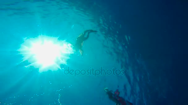 Underwater dance. Diving in the Red sea near Egypt.