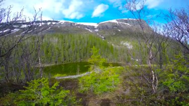 Göl Lovozero vadisinde yürüyüş yolları. Kola Yarımadası. Rusya. 