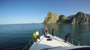 Deniz Safari yolculuk Kamçatka Peninsula.Successful balık.