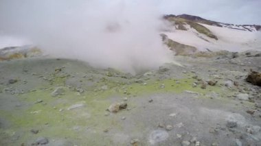 Kamçatka Yarımadası yolculuk. Çevresi Mutnovsky yanardağ.