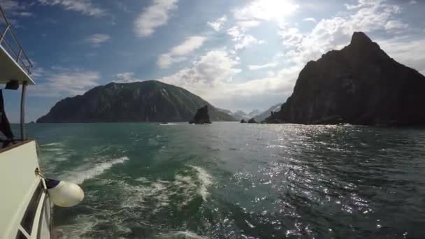 Sea Safari viagem a partir da Península de Kamchatka. Rússia . — Vídeo de Stock