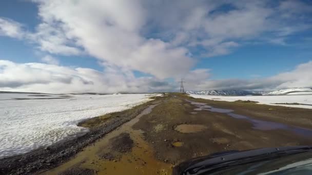 Resan till Kamtjatka. Omgivningarna runt Gorely vulkan. — Stockvideo