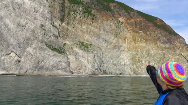 Deniz Safari yolculuk Kamçatka Yarımadası boyunca. Rusya. — Stok video