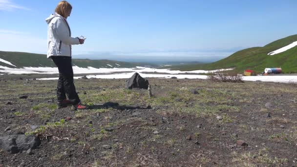 Kamçatka Yarımadası yolculuk. Saf Amerikan alan köpekler. — Stok video