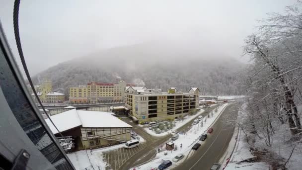 Opady Śniegu Zboczu Góry Ośrodek Narciarski Rosa Khutor Soczi Rosja — Wideo stockowe
