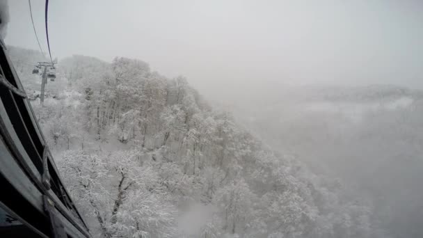 Snöfall Berg Slutta Skidorten Rosa Khutor Sochi Ryssland — Stockvideo