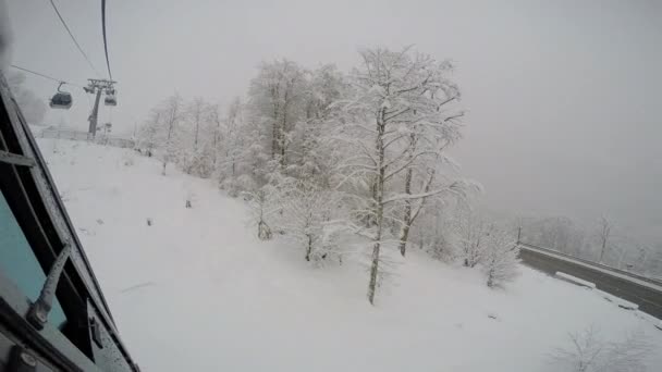 Sneeuwval Berghelling Skigebied Rosa Choetor Sotsji Rusland — Stockvideo