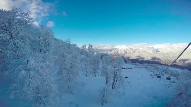 Πλαγιά Του Βουνού Χιονοδρομικό Κέντρο Rosa Khutor Σότσι Ρωσία — Αρχείο Βίντεο