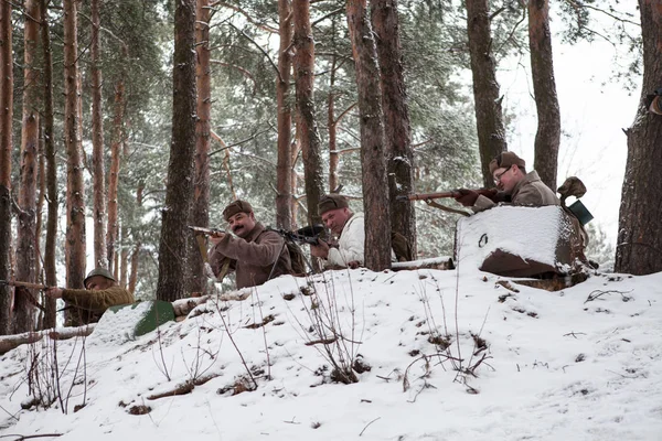 stock image reconstruction of combat between Soviet and Nazi troops