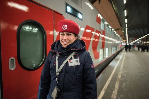 Portret van een trein dirigent — Stockfoto