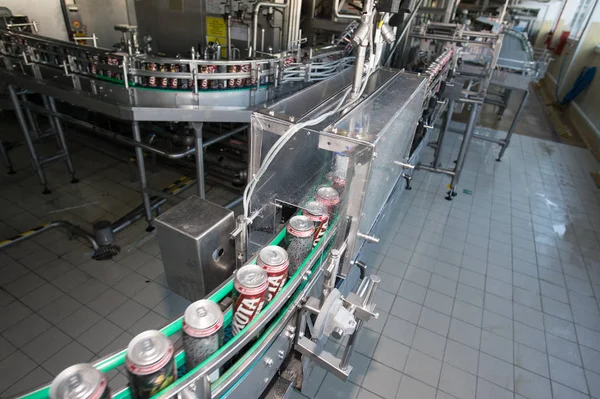 Petersburg Russland März 2016 Die Produktionslinie Der Brauerei Automatische Förderanlage — Stockfoto