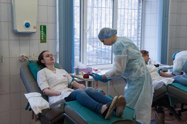 São Petersburgo Rússia Abril 2017 Uma Grande Estação Transfusão Sangue — Fotografia de Stock