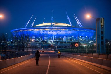Night view of Zenit Arena/ new football Stadium in St. Petersbur clipart