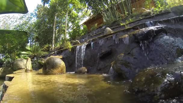Decorative waterfall with bamboo. — Stock Video