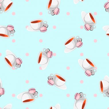 çay bardaklarından ve macarons