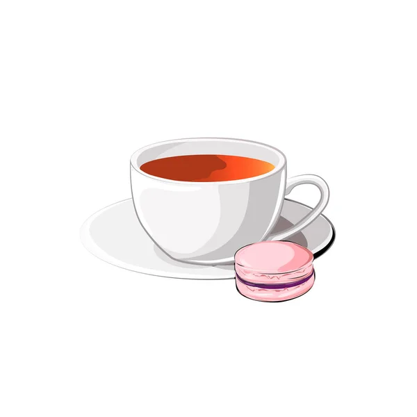 Tasse de thé au macaron — Image vectorielle