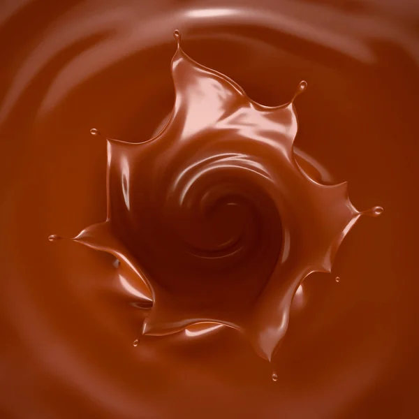 Tasty, sweet chocolate splash isolated. 3d illustration, 3d rend — Stock Photo, Image