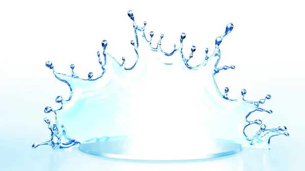 Plusk wody. ilustracja 3D, 3d renderowania. — Zdjęcie stockowe