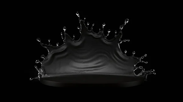 Spuit water op een zwarte achtergrond. 3D illustratie, 3D-renderin — Stockfoto