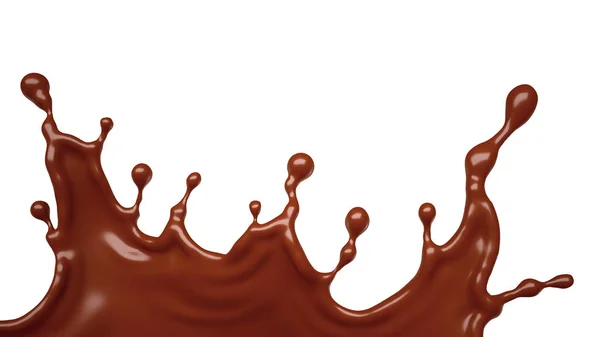 Heerlijke, zoete chocolade plons geïsoleerd. 3D illustratie, 3d rend — Stockfoto