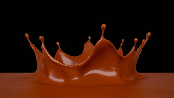 Schmackhafte, süße Schokolade Hintergrund mit einem Spritzer, 3D-Illustration — Stockfoto
