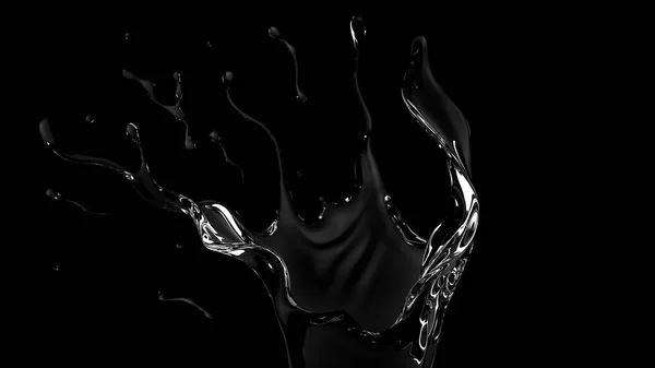 Salpicadura transparente sobre fondo negro, ilustración 3d, rend 3d —  Fotos de Stock