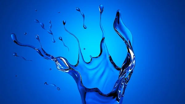 青の背景、3 d イラスト、3 に透明ブルー スプラッシュ — ストック写真