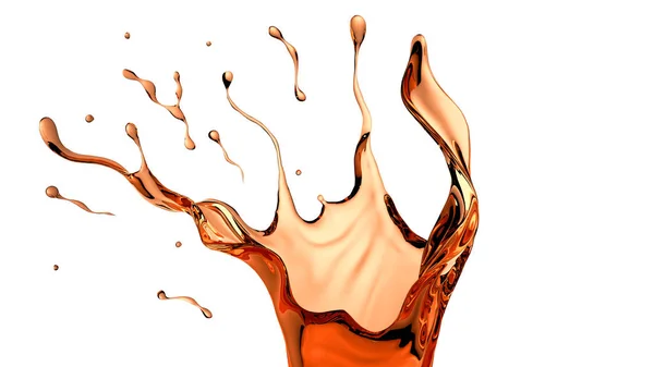 Isolated tea splash, 3d illustration, 3d rendering — Stock Photo, Image