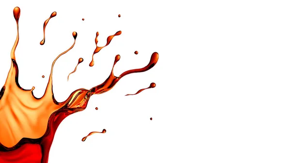 Splash izolat de cola, ilustrație 3D, redare 3D — Fotografie, imagine de stoc