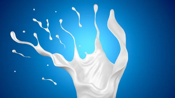 Un chorrito de leche. Ilustración 3d, representación 3d . — Foto de Stock