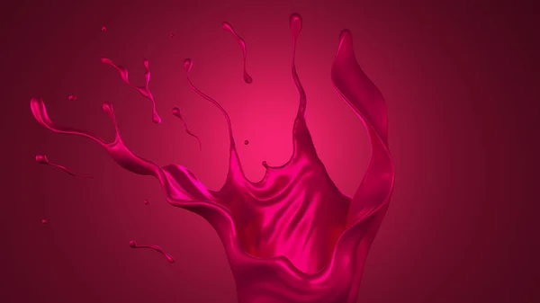 핑크, 매혹적인 색상의 스플래시 3d 그림, 3 차원 렌더링. — 스톡 사진
