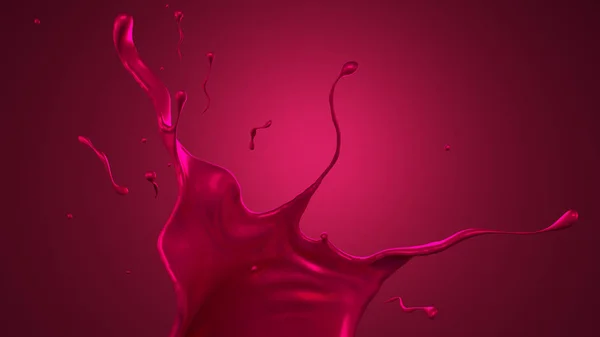 Salpicadura de rosa, colores glamorosos, ilustración 3d, representación 3d . — Foto de Stock