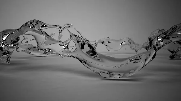 Hermosa salpicadura de agua aislada sobre un fondo negro. 3d enfermo —  Fotos de Stock