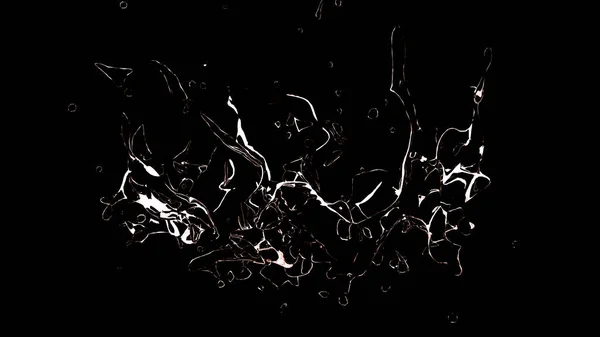 Mooie splash van water geïsoleerd op een zwarte achtergrond. 3D ziek — Stockfoto