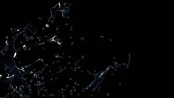 Beautiful splash of water isolated on a black background. 3d ill