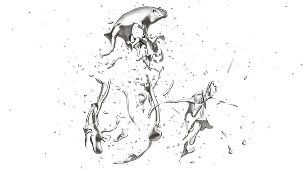 Splash na białym na czarnym tle. 3D renderowania 3d ilustracja — Zdjęcie stockowe