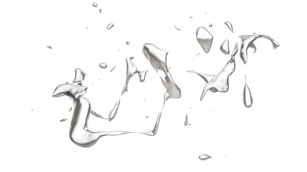 Splash na białym na czarnym tle. 3D renderowania 3d ilustracja — Zdjęcie stockowe
