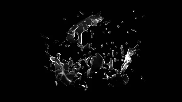 Salpicadura aislada sobre un fondo negro. 3d ilustración 3d render —  Fotos de Stock