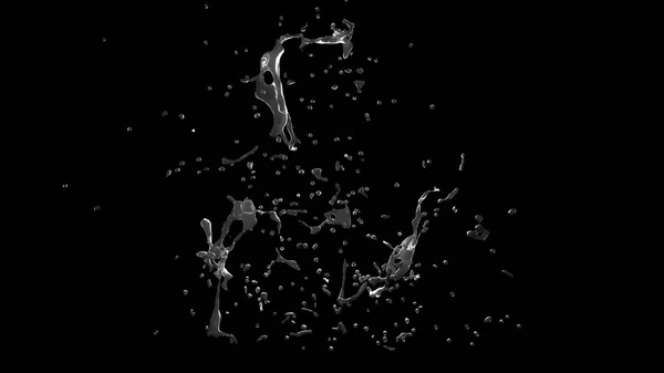 Geïsoleerde splash op een zwarte achtergrond. 3D afbeelding 3d render — Stockfoto