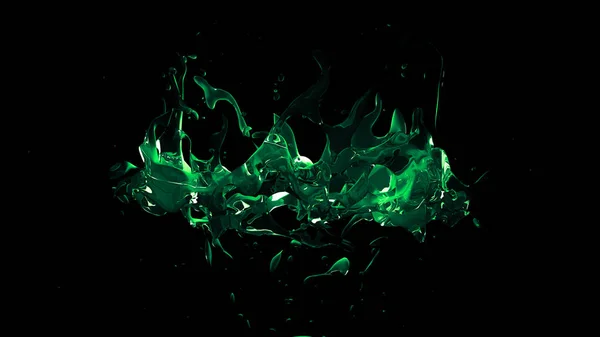 Isolated transparent green water splash on black background. 3d — Stock Photo, Image