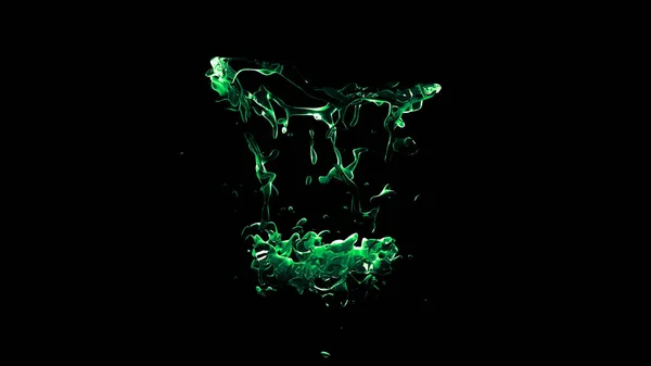 Salpicadura de agua verde transparente aislada sobre fondo negro. 3d —  Fotos de Stock
