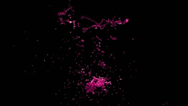 Geïsoleerde doorschijnend roze splash van water op een zwarte achtergrond — Stockfoto