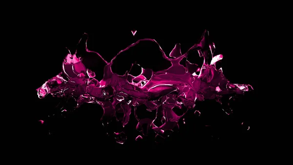 Isolato Traslucido Rosa spruzzata d'acqua su uno sfondo nero — Foto Stock