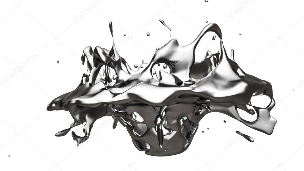 Isolated splash on a black background. 3d illustration 3d render