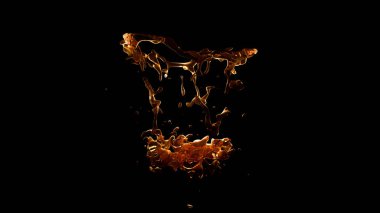 Siyah bir backg izole şeffaf sarı-turuncu splash su