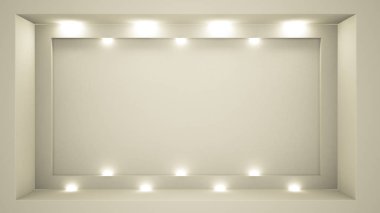 Arka plan ile bir vitrin. 3D Resim, 3d render.