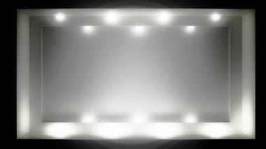 Arka plan ile bir vitrin. 3D Resim, 3d render.