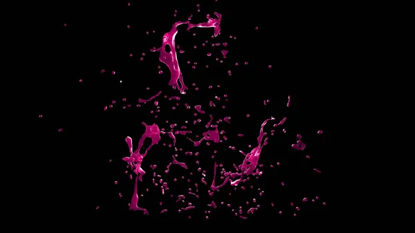 Szigetelt áttetsző rózsaszín csobbanás víz a fekete háttér — Stock Fotó