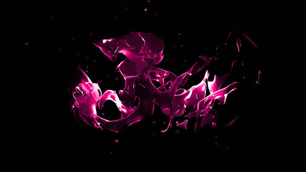 Insulated Translucent Pink splash of water on a black background. 3d illustration 3d rendering